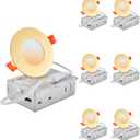 DLLT LED Recessed Ceiling Light: 6 Pack 3 Inch Gold Slim Recessed Lighting for Kitchen - 5CCT Dimmable Canless Wafer Downlight for Living Room - 600LM Brightness 6W LED Can Lights for Bedroom ETL FCC