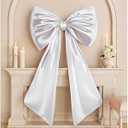 Froova Huge Bow Decor Big White Large Coquette Bow for Backdrop Wedding Bride Birthday Decorations for Girls Women, Giant Satin Ribbon Tie Hanging Gift Coquette Wall Decor (Internal Stability Layer)