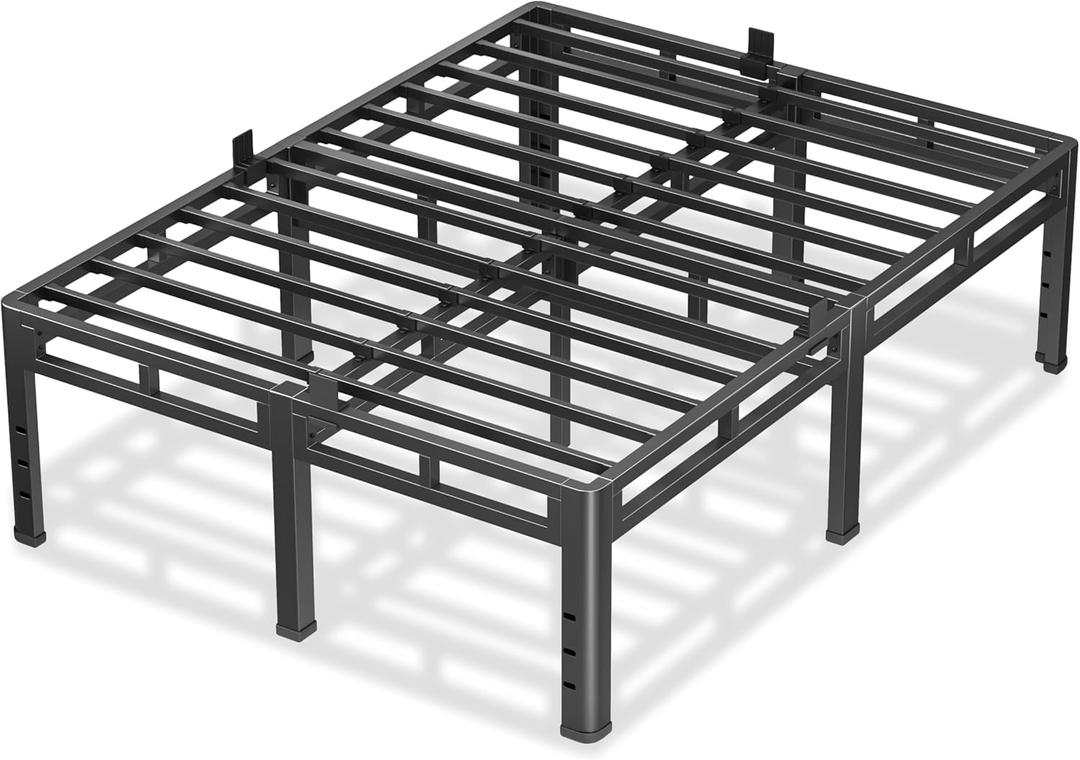 NKZ 22 Inch King Size Bed Frame, Metal Bed Frame & Box Spring 2 in 1 Platform with Round Corner Legs, 4000Lbs Heavy Duty Metal Frame, Mattress Slide Stopper, Headboard Hole, Noise-Free, Easy Assembly