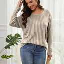 RICHSTORY Long Sleeve Shirts for Women Fall Fashion 2025 Tunic Tops Dressy Casual Blouses Loose Knit Pullover Sweaters (S)