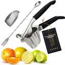 Butnix Lemon Squeezer, Stainless Steel 304 Hand Juicer, 3-in-1 Citrus Squeezer for Lemon Lime Orange, Manual Citrus Juicer with Cocktail Mixing Spoon, Non-Slip Grip, Life Time Warranty