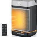 GENEREDGE Portable Space Heater for Indoor Use  1500W PTC Electric Heater with Digital Thermostat, Remote Control, 80°Oscillation, Timer, Fan & Quite Eco Mode, Rapid and Safe Heating for Bedroom