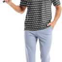 Mens Golf Shirt Short Sleeve Dry Fit Moisture Wicking Performance Collared Funny Print Golf Polo Shirts for Men (Black, M)