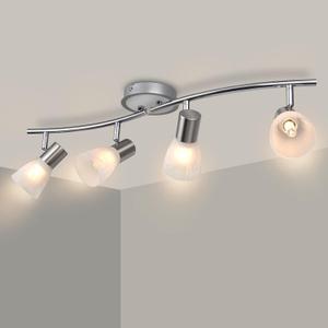 HiBay LED Track Lighting Fixtures, Rotatable 4-Light Ceiling Spot Light, Modern Spotlight with Glass Shade for Living Room Kitchen Dining Room, E12 Base (Bulbs Not Included)