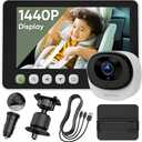 bonoch 5" 1440P Baby Car Camera - 360 Degree Rotating Wide View Backseat Rear Facing Mirror for Baby, USB Powered with Charger, Easy Setup Car Seat Monitor, Night Vision