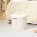 B FSOBEIIALEO Storage Ottoman Cube, Flowers Shaped Ottomans with Storage Foot Stool Footrest for Lving Room, Boucle Ottoman Seat for Dorm Room,Faux Teddy Fur,White 12.6"x12.6"x12.6"