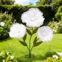 WARMALL 3PCS Giant Flowers for Decoration, 5.9Ft Large Artificial Silk and Foam Flower with Stems and Stands, Wedding Party Banquet Home Garden Shop Window Photography Props Background Decor White