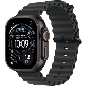 Apple Watch Ultra 3 [GPS + Cellular 49mm] Running & Multisport Smartwatch w/Rugged Titanium Case w/Black Ocean Band. Satellite Communications, Advanced Health & Fitness Tracking (One Size)
