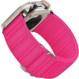 Suitisbest Sport Bands Compatible with Apple Watch Ultra Band 49mm 46mm 45mm 44mm 42mm 38mm 40mm 41mm, Stretchy Nylon Sport Loop Strap for iWatch Series 11 10 9 8 7 6 5 4 3 2 1, SE 3 2 1, Ultra 3 2 1   (Hot Pink)