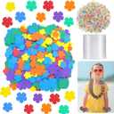 Wettarn 24 Pcs Hawaiian Lei Making Craft Kit Makes Foam Flower Necklace VBS Vacation Bible EVA Flowers Foam Luau Crafts DIY Floral for Luau Tropical Party Decoration (Hibiscus Flower)