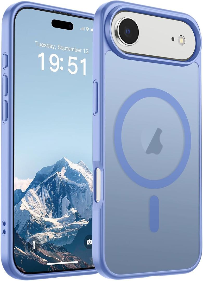 SUPFINE Magnetic for iPhone Air Case (Compatible with MagSafe)(Military Grade Drop Protection) Slim Translucent Matte Shockproof with Anti-Fingerprint Phone Cover for 17 Air, Blue Purple