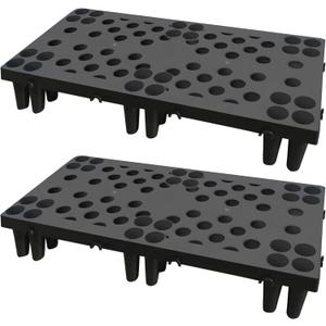 2 Pcs Plastic Pallets, Lightweight Waterproof Plastic Floor Pallet for Basement Storage, Nestable Interlocking Storage Pad with Breathable Grids for Garage Kitchen Supermarket Warehouse (Black)