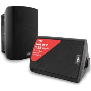 Pyle Waterproof Wall Mount Speaker System - 5.25 Inch Active + Passive Pair Wireless Bluetooth Compatible Indoor/Outdoor Stereo Sound Set with AUX IN - Pyle PDWR52BTBK (Black)