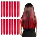 Kyerivs 24PCS Colored Clip in Hair Extensions Gift for Girls 20Inch Red Hair Accessories Christmas Stocking Stuffers for Girls Party Colorful Hairpieces Temporary Hair Color for Kids Women