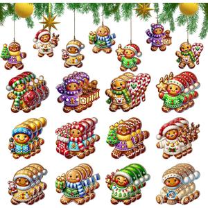 36PCS Wooden Gingerbread Man Ornaments - 12 Unique Festive Designs for Christmas Tree & Holiday Decor