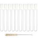 Glass Test Tubes with Rubber Stoppers 150mm x 20mm Pack of 10 and 1pcs Brush