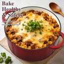 Umite Chef 7QT Enameled Cast Iron Dutch Oven with Lid & Cotton Potholders–Heavy-Duty Cookware for Bread Baking, Braising, Stews, Marinate, Cook(Red)