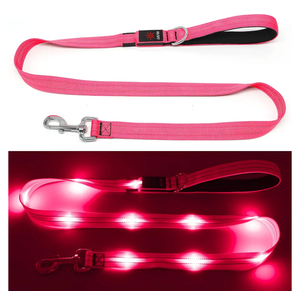 4 Ft Led Dog Leash, Rechargeable Light Up Dog Leash Waterproof, Safety Glow in The Dark Dog Leash for Night Walking, Nylon Reflective Leashes with Padded Handle for Small Medium Large Pets
