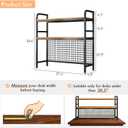 IOTXY 2-Tier Desktop Hutch Bookshelf - Metal Desk Shelf Bookcase with Grid Panel, Countertop Storage Organizer Rack for Dorm or Office, Black, 37.4" W
