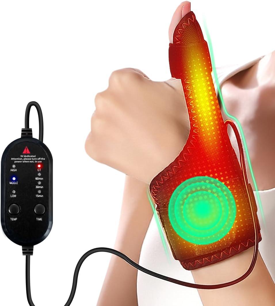 Hand Massage Heating Pad, Can Relieve Pain, Suitable for Mouse Hands, Tenosynovitis, Wrist Heating Pad, Adjustable Vibration and Heating Settings, Office/Home Hot Compress Tool (Black)