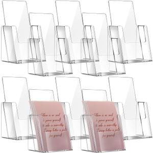 Yookeer 10 Packs Acrylic Brochure Holder Countertop Literature Holder Plastic Trifold Pamphlet Organizer Flyer Display Stand for Magazine, Booklets, Pamphlet, Journals, Menu