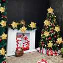 6 Pcs Vintage Gold Christmas Tree Decorations, 9" Large Christmas Flowers with Gem Glitter, Artificial Magnolia Poinsettia Flowers for Tree Wreath Garland Swag Vase Pot, Xmas Ornaments Decor Set (Glod)