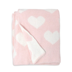 Living Textiles Pink Hearts Chenille Soft Baby Blanket Reversible Premium Cozy Fabric for Best Comfort - for Infant,Toddler,Newborn,Nursery,Girl,Throw,Crib,Stroller,Gift, Pink Hearts 40x30