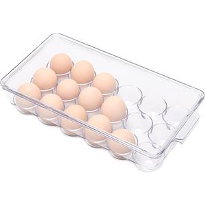 18 Eggs Holder for Refrigerator, Clear Egg Container for Fridge, Kitchen
