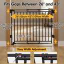 Baby Gate for Stairs & Doorways - Fits Openings 26 to 43 Inches Wide (Must Drill to Install) | 29" Extra Tall with No Bottom Bar | One-Handed Auto-Close Walk-Thru Gate for Kids & Pets, Black