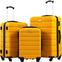 Coolife Luggage 3 Piece Set Suitcase Spinner Hardshell Lightweight TSA Lock (yellow, 3 piece set(20in24in28in))