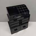 READAEER Makeup Organizer 3 Pieces Cosmetic Storage Case with 6 Drawers (Black)