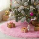 CHICHIC 48 inch Christmas Tree Skirt Faux Fur Xmas Tree Skirt Christmas Decorations Holiday Tree Ornaments Tree Decoration for Christmas Home Decorations, Xmas Party Holiday Decorations, Pink