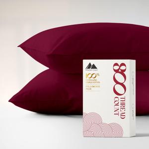 Mayfair Linen Pillow Cases Queen Size Set of 2-800 Thread Count 100% Egyptian Cotton Pillow Cases Standard Size, Silky Soft, Sateen Weave Luxury Hotel Bed Pillow Covers for Sleeping - Burgundy