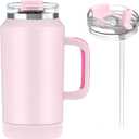 Hydraful 64 oz Tumbler with Handle and Straw - 100% Leak-Proof - Insulated Cup Reusable Stainless Steel Large Water Bottle Travel Mug for Gym, Hiking, and Camping - Gifts for Women Men Him Her