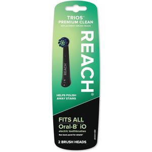 Reach Trios Premium Clean Replacement Toothbrush Heads, Fits All Oral-B iO Electric Toothbrushes