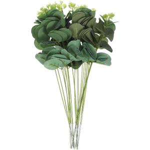 20 Pcs Eucalyptus Leaf Cake Decors Natural-Look Leaves Stem Cupcake Insert Toppers for Party Photo Props Depth Elegant Greenery Cake Decorations