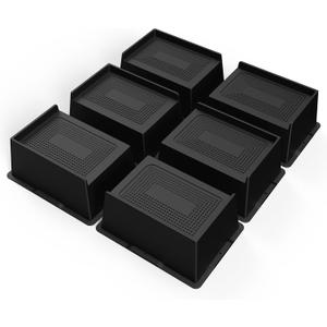 Bed Risers 3 Inch Heavy Duty, Oversized Furnitures Risers 3 inch Support 6000 lbs, Bed Table Rising Blocks, Fits for Couch, Sofa, Chair, Furniture Lifts (Black 6 Pack, 3 inch) (3 inch, Black 6 Pack)