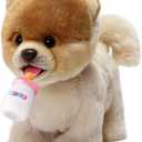 Electronic Walking Pomeranian Stuffed Dog Toy, Realistic Interactive Puppy Robot Pet Dog, Walking, Barking,Wagging Tail & Talking,Present Pet Gifts for 3+ Year Boys Girls (Medium, Bomei)