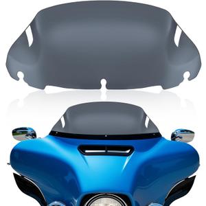 Smoke 9" Motorcycle Wave Windshield Windscreen Compatible for 2014-2023 Harley Davidson Touring Street Glide Electra Glide Tri Glide FLHX FLHXU FLHTC FLTR FLTR FLHTK FLHXSE