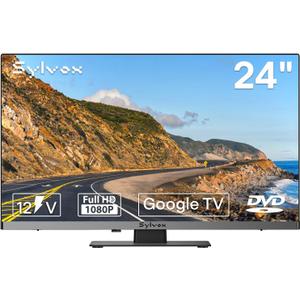 SYLVOX RV TV, 24 inches 12/24V TV for RV 1080P Full HD Smart TV, Built-in APP Store, Support WiFi Bluetooth, Small Android TV for Car Home Camper Truck Boat(Limo Series)