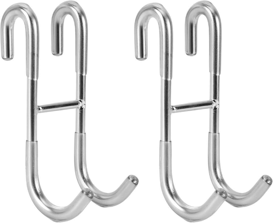 Simtive Shower Door Hooks (2-Pack), Towel Hooks for Bathroom Frameless Glass Door, Shower Squeegee Hooks, Silver