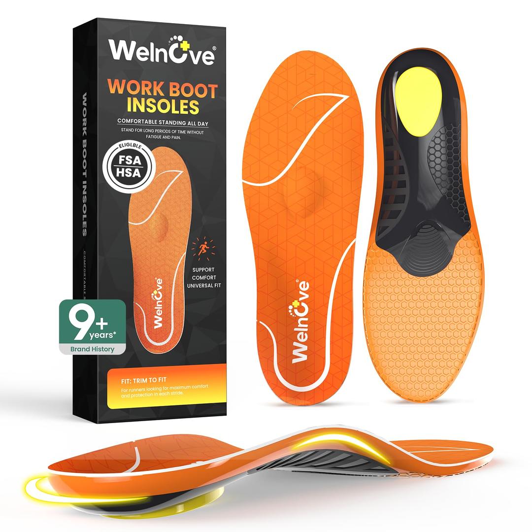 Work Boot Insoles for Men Anti Fatigue Shoe Insert Women Heavy Duty Arch Support Insoles for Plantar Fasciitis Flat Feet Foot Pain-2XL-W: 10.5-12 | M: 8.5-10