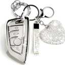 Key Fob Cover, Compatible with BMW 2 5 6 7 Series X1 X2 X3 X5 X6 GT Series, Sparkling TPU Key Case for Women