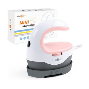 HTVRONT Heat Press Mini Heat Press Machine, Mini Iron for Crafts, Small Heat Press Portable Iron Press Machine for T Shirts, Hats, Heating Transfer Projects (Pink)