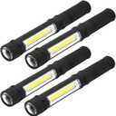 COB LED Work Flashlight with Magnetic Base and Clip Multi-Function Pocket Pen Light Inspection Work Light, 4 PCS