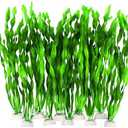 AQUANEAT Fish Tank Artificial Plants, Aquarium Plastic Seaweed Decorations, 11.75Inch Tall Fake Green Accessories, 10 Packs