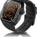 Translucent Designer Rugged Case and Band Compatible for Apple Watch Ultra 3/2/1 49mm, Luxury Tactical Crystal Clear Military Protector for iWatch, B-BR