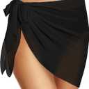 Swimsuit Coverups for Women Sarong Beach Bikini Wrap Sheer Short Skirt Chiffon Scarf for Swimwear (Small, Black)