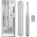 Aquasonic Icon ADA-Accepted Rechargeable Toothbrush | Magnetic Holder & Slim Travel Case | 2 Brushing Modes & Smart Timers | Gentle Micro-Vibrations (Stone)