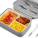 BIBURY Lunch Box, Leakproof Bento Box for Kids Adults, Food Container with 3 Compartments and Cutlery Set, BPA Free, Microwave and Dishwasher Safe Meal Prep Containers - Grey (2022-lb-01)
Gray 5x7"